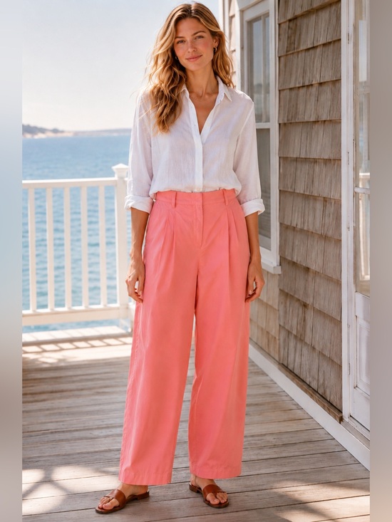 J. Crew Pants - NWT J.Crew Essential Wide Leg Poplin Pants Peony 6